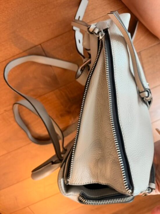 LODÍS Leather Backpack Taupe Pebbled Leather